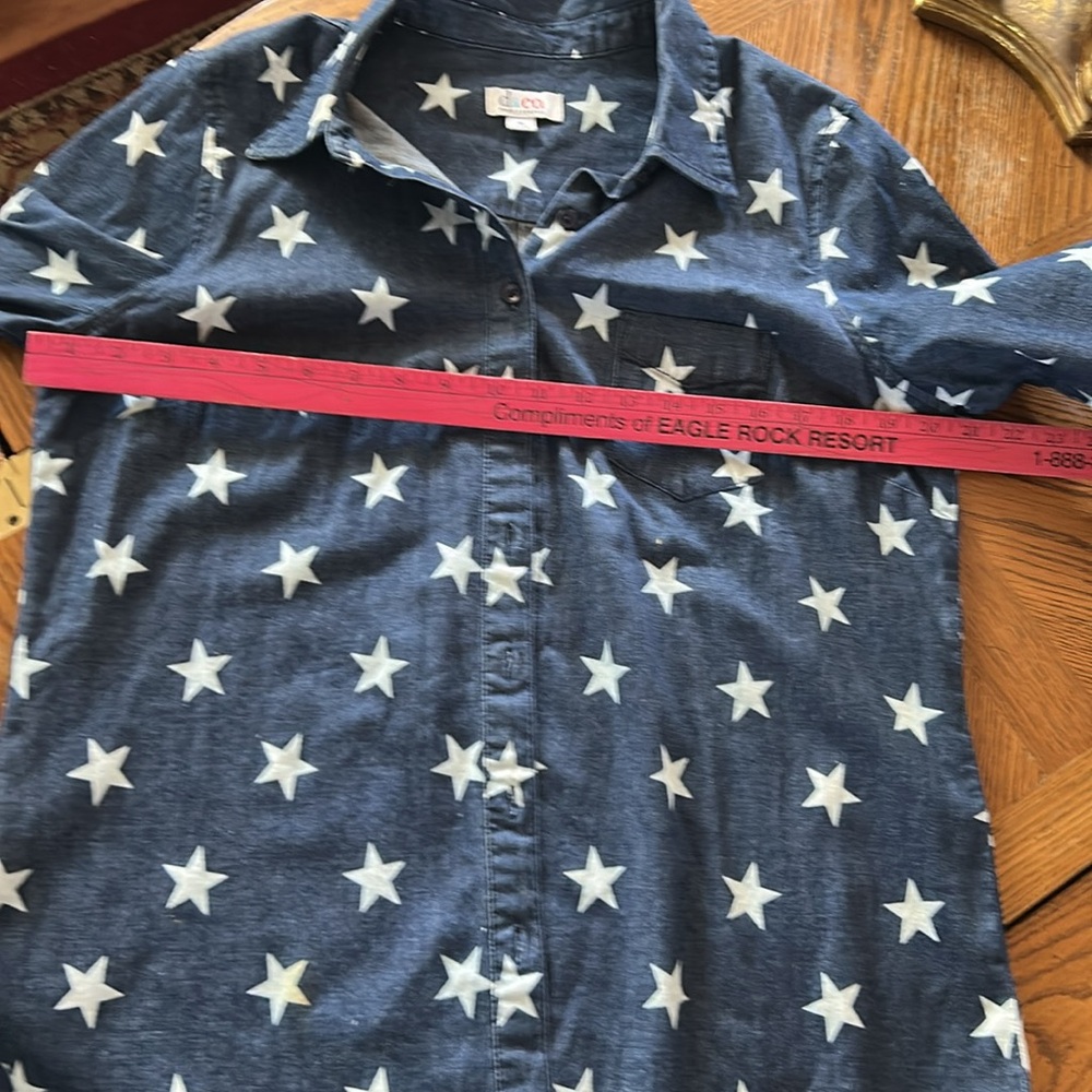 Blue & White Stars Denim Shirt - Picture 9 of 15